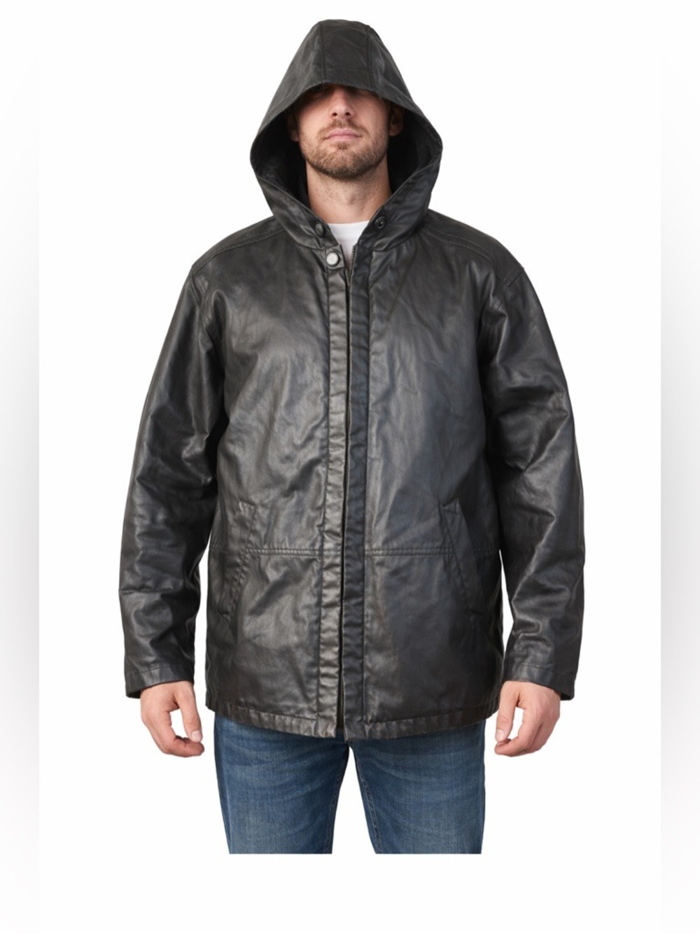 Vintage Rugged 90’s Westland Inc Black Hooded Utility Jacket Heavy Zip Men’s L
